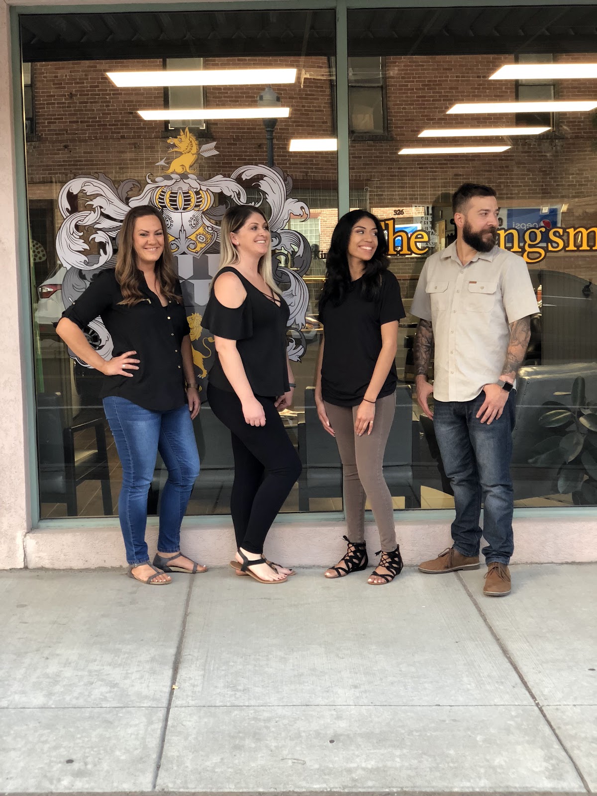 The Kingsman barbers outside the Old Town Pocatello shop